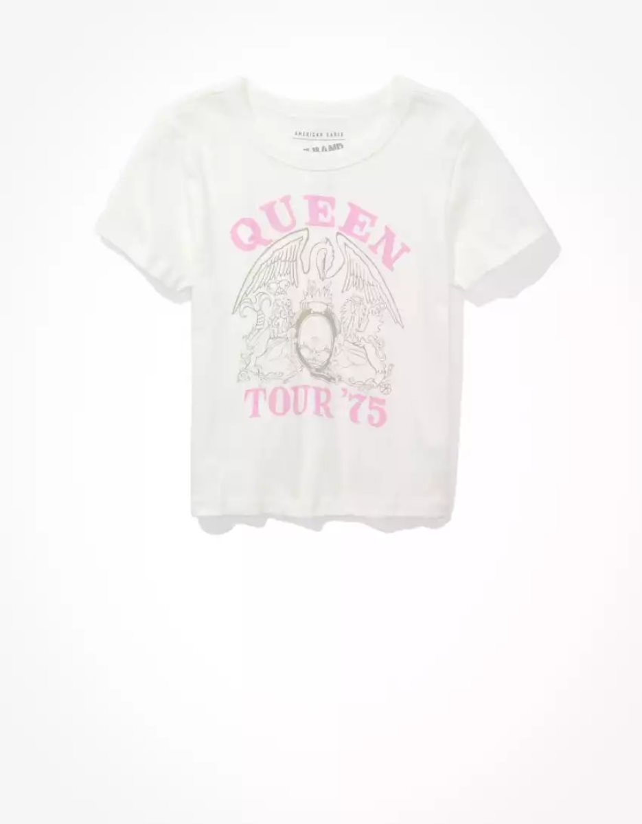 T Shirts American Eagle AE Queen Graphique Baby Tee Blanche Femme | QRK-95932094